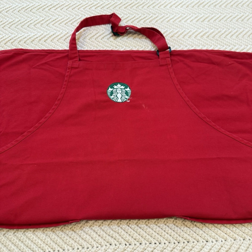 Starbucks Barista Red Apron Official Workwear Costume Logo Embroidery